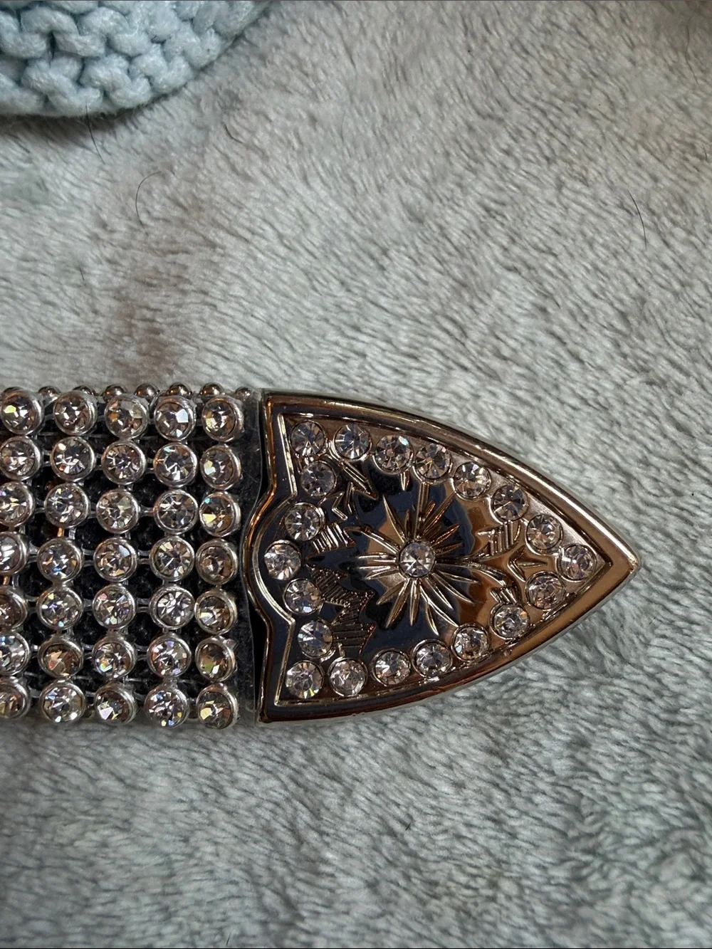 Nocona Belt Co. Rhinestone Western Buckle Belt with Cross Conchos Silver size 24